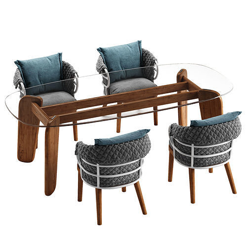 Gloster Dune dining set 3D model 5