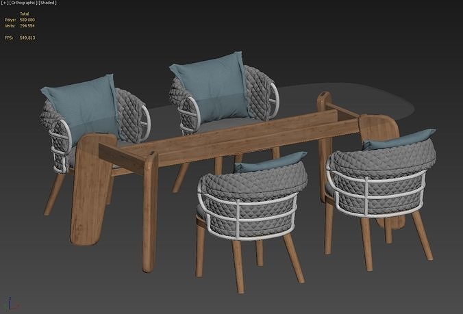 Gloster Dune dining set 3D model 2