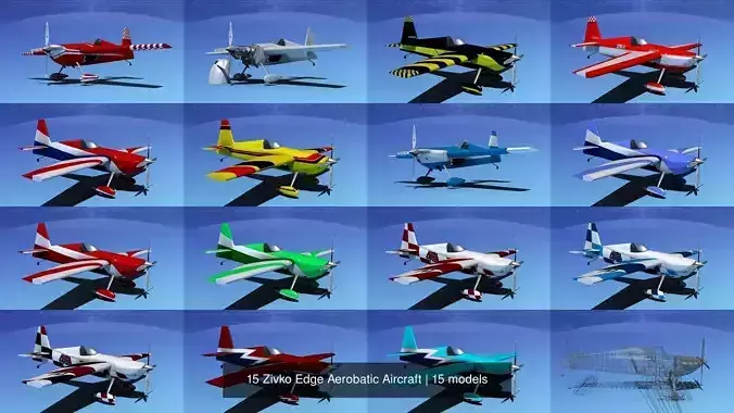 15 Zivko Edge Aerobatic Aircraft 3D Model Collection