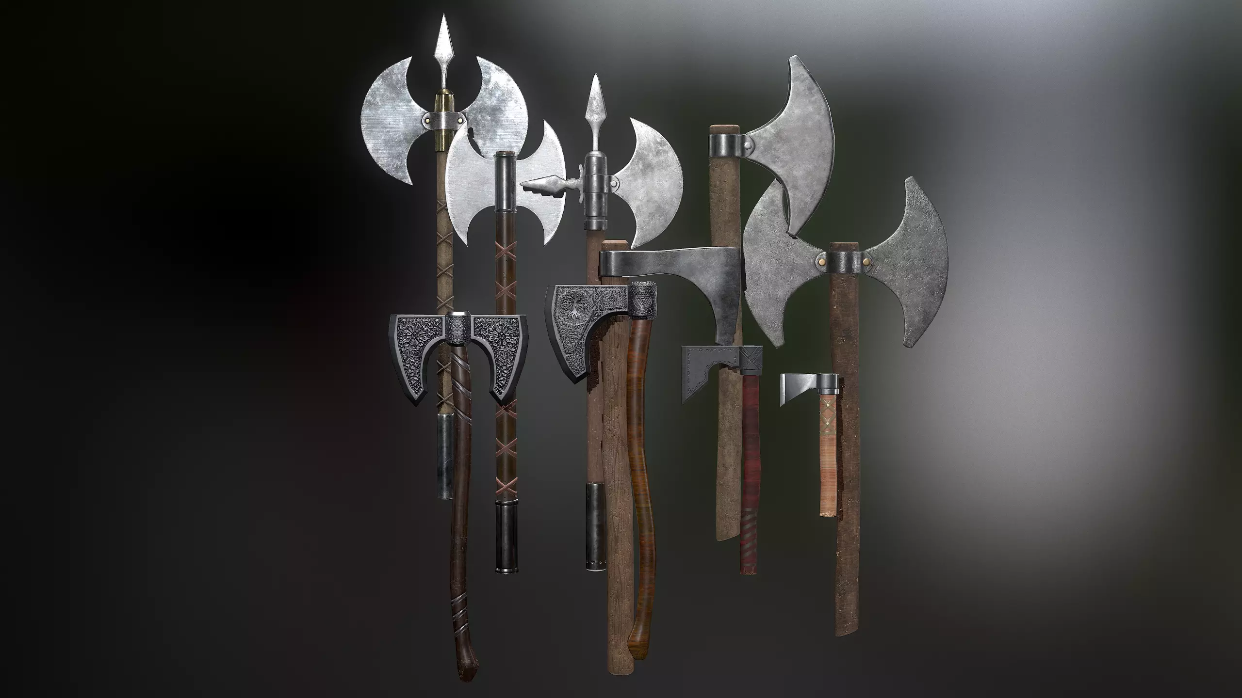 Medieval Weapons Axe Collection-01 Low-poly 3D model_0