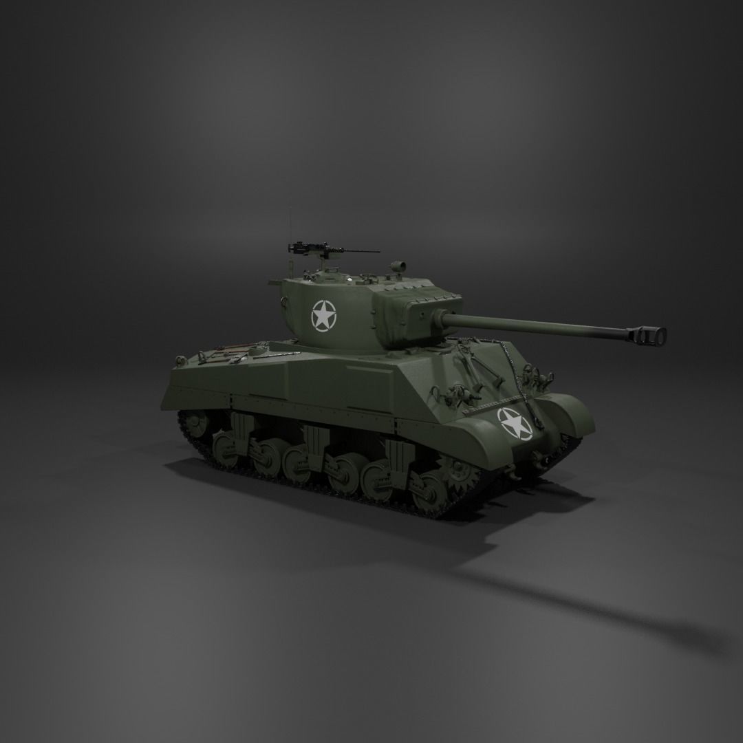 M4A2 76 W Sherman Medium Tank  Free 3D model_12