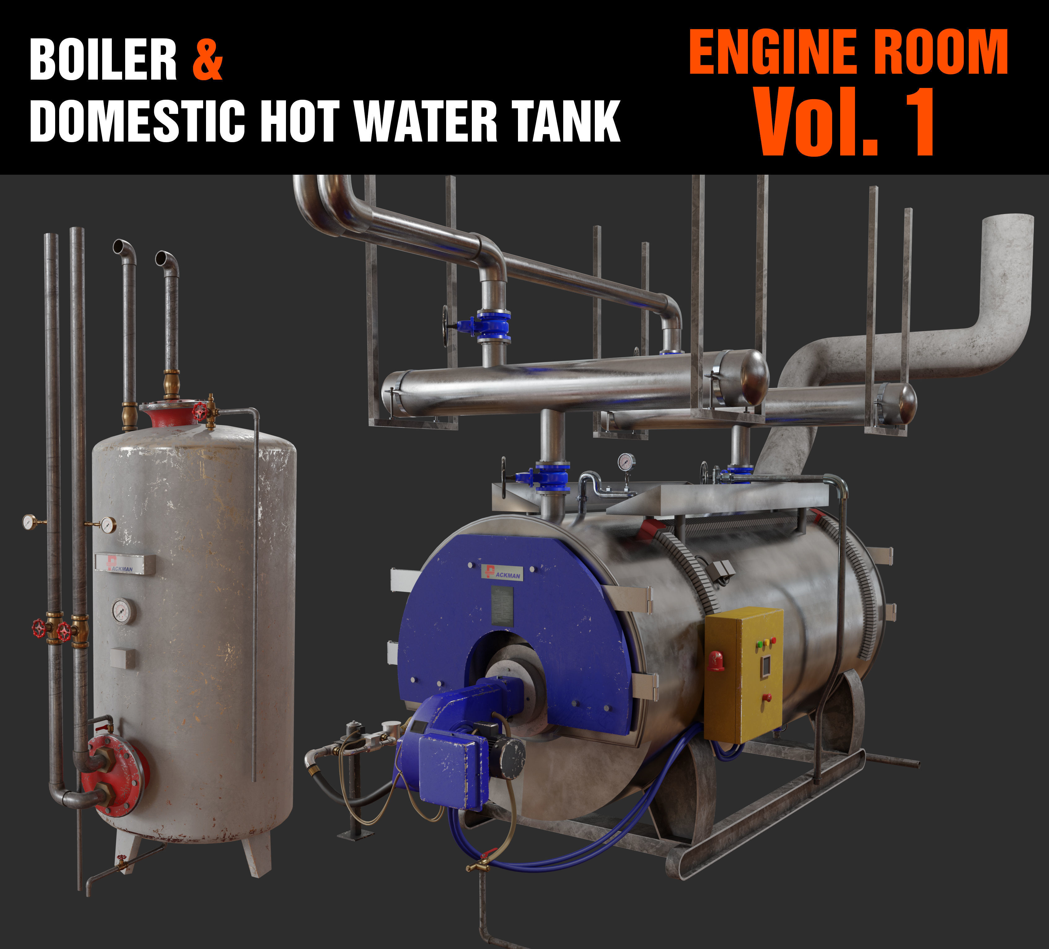 Boiler and Domestic hot water Tank 3D model | CGTrader