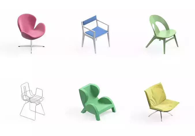 Armchair Modern Collection 6x 