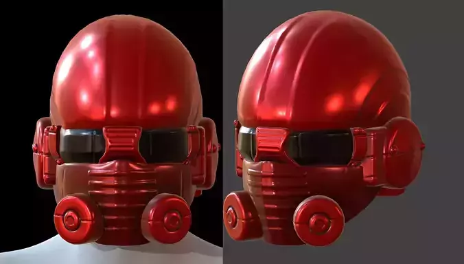 Gas mask helmet 3d model scifi Low-poly 
