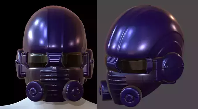 Gas mask helmet 3d model scifi Low-poly 