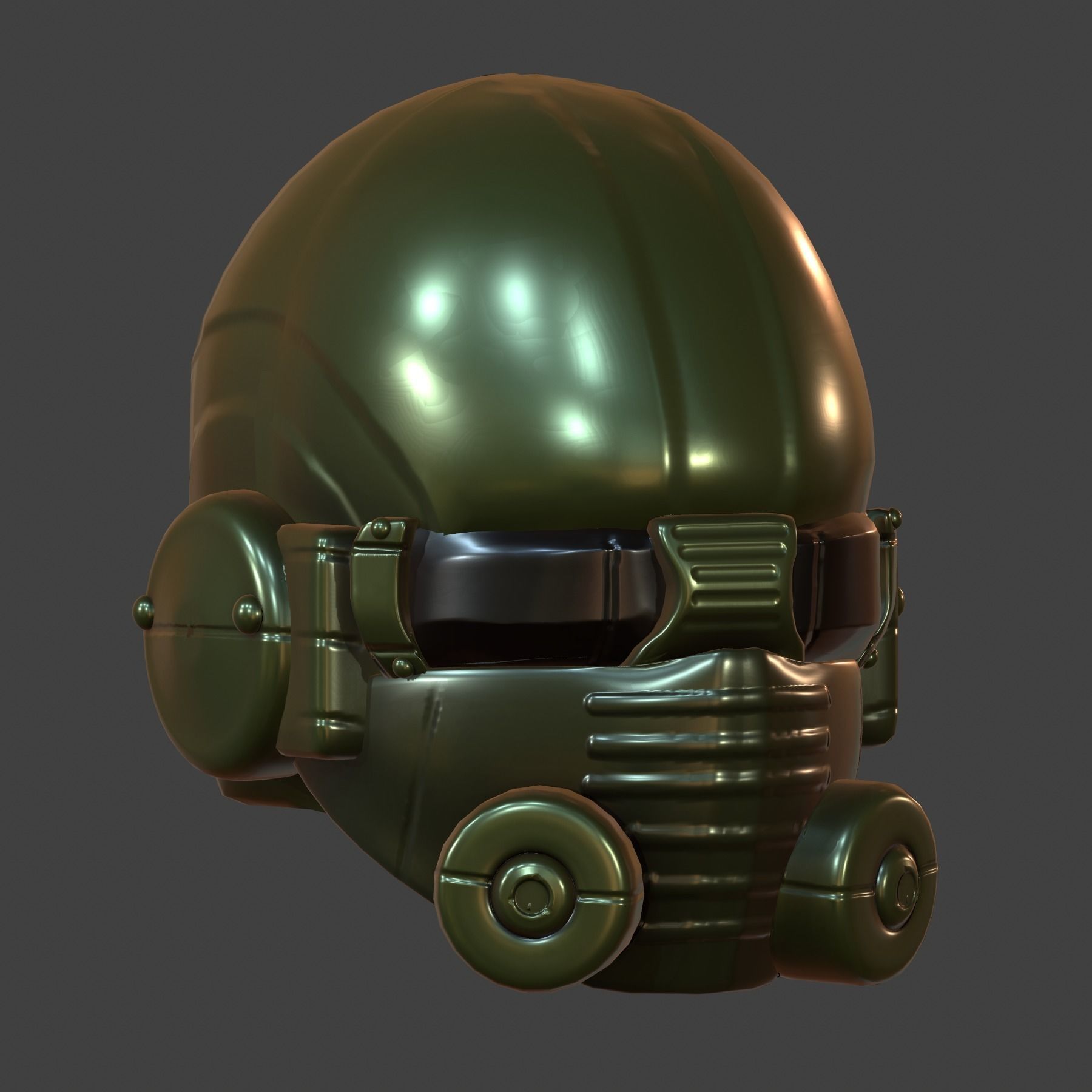 Gas mask helmet 3d model scifi Low-poly Low-poly 3D model_4