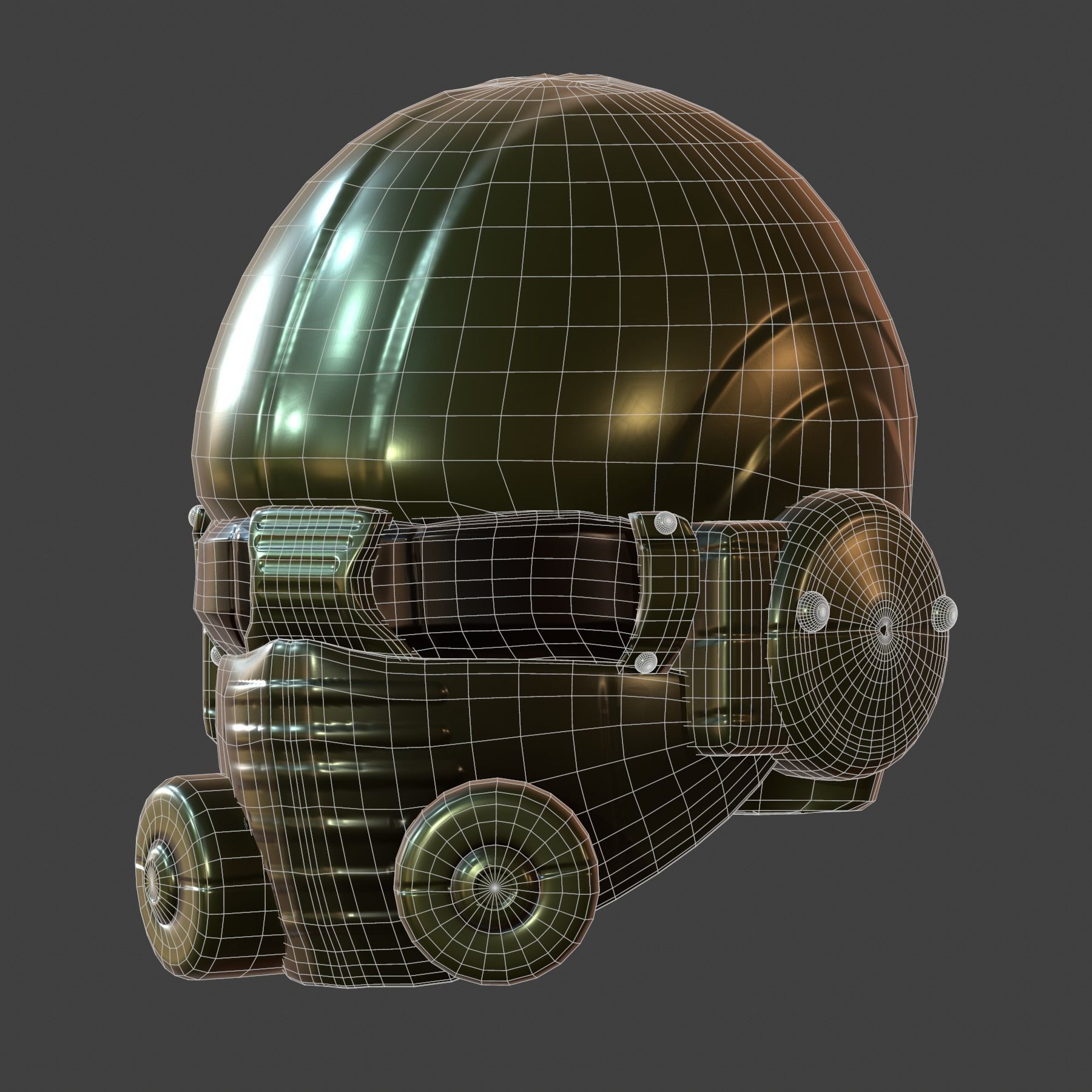 Gas mask helmet 3d model scifi Low-poly Low-poly 3D model_6