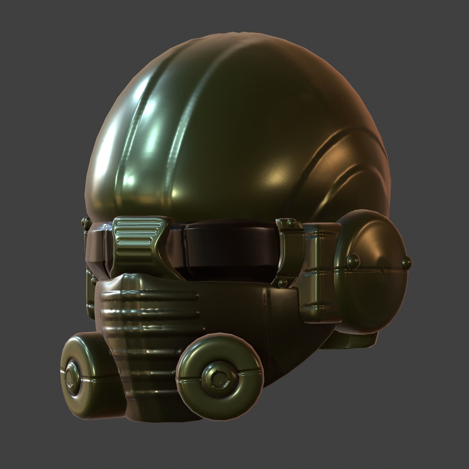 Gas mask helmet 3d model scifi Low-poly Low-poly 3D model_3
