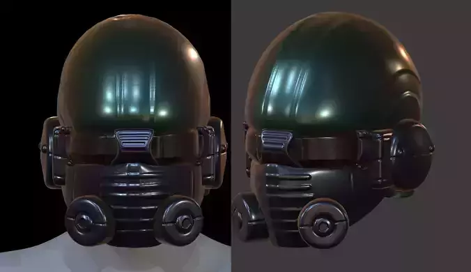 Gas mask helmet 3d model scifi Low-poly 