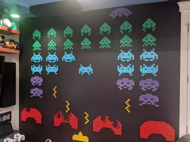 3D Space Invaders Wall Art STL Files 3D print model