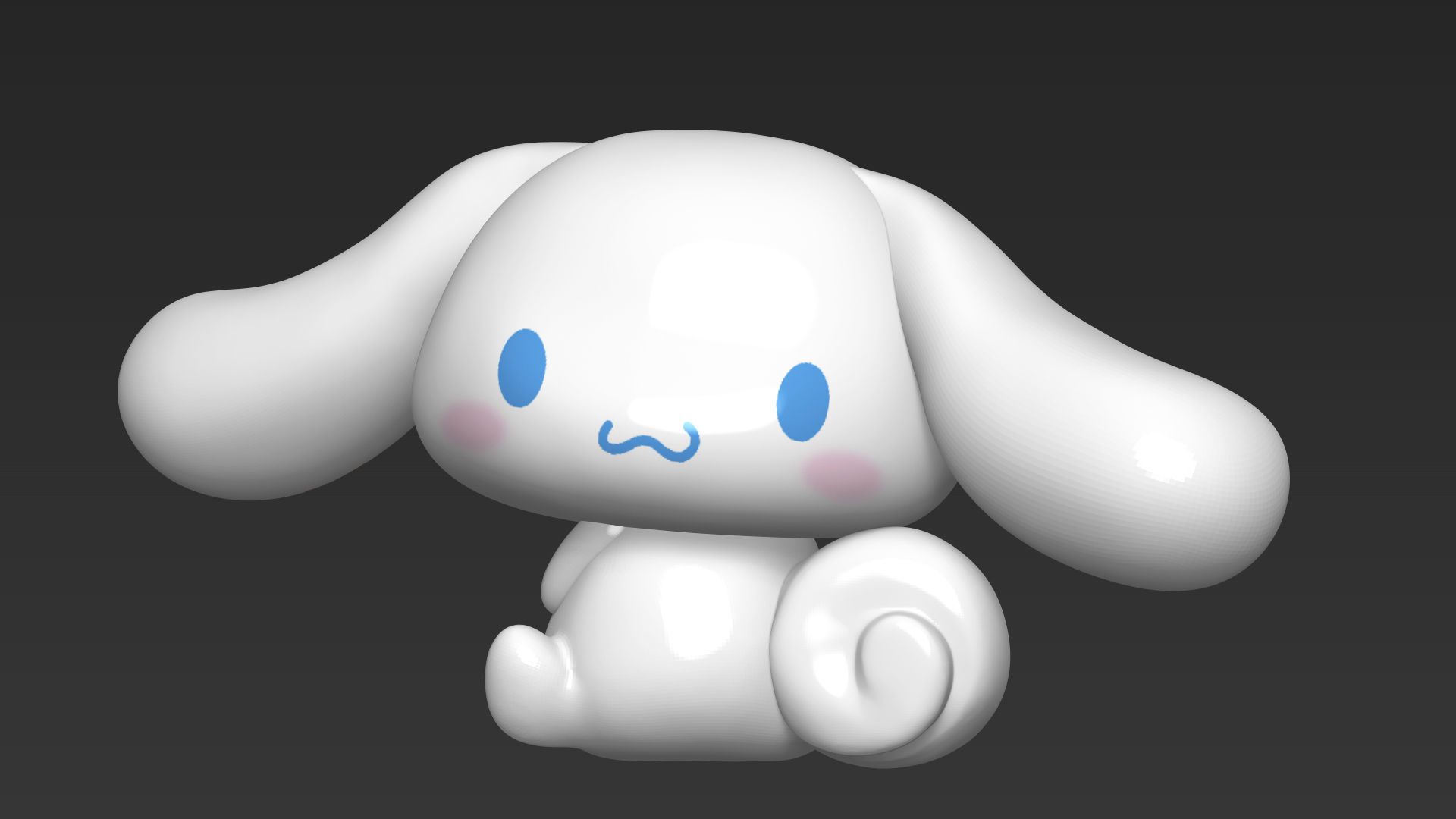 Cinnamoroll kawaii bunny Low-poly 3D model_1