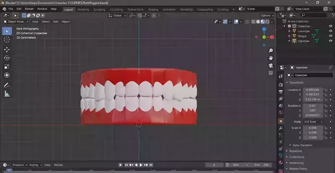 TeethTongue tooth Free low-poly 3D model