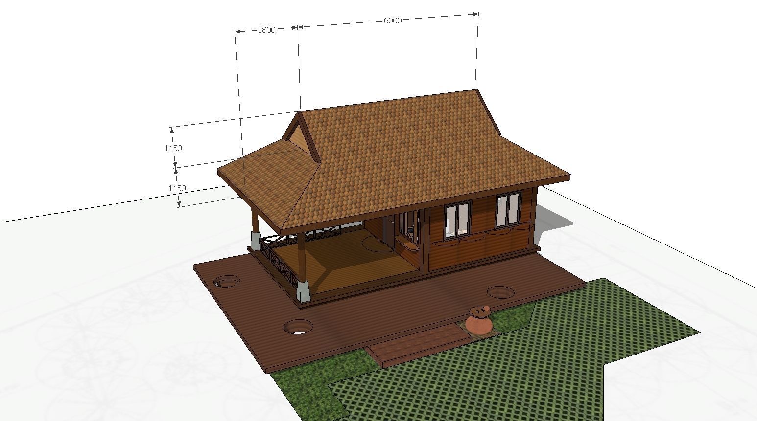 Small house in draft revit 3D model_3