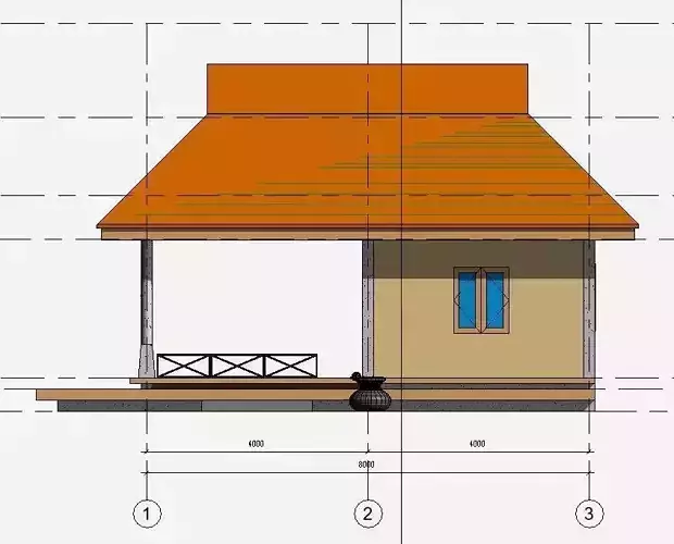 Small house in draft revit 3D model