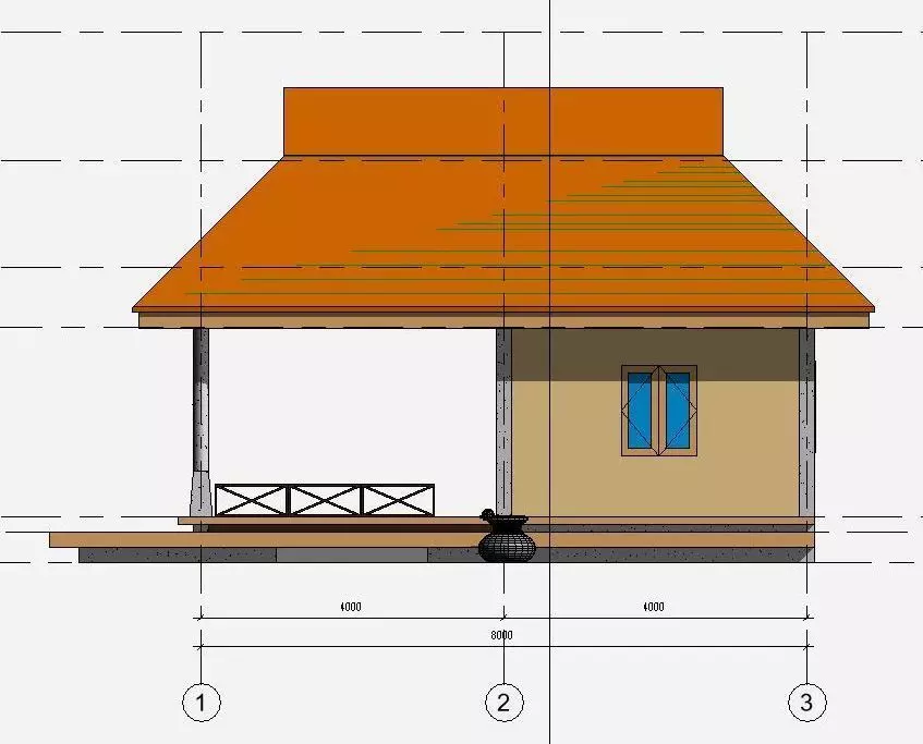 Small house in draft revit 3D model_0