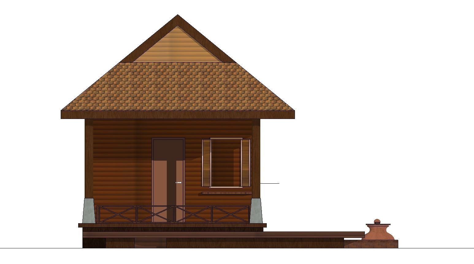 Small house in draft revit 3D model_2