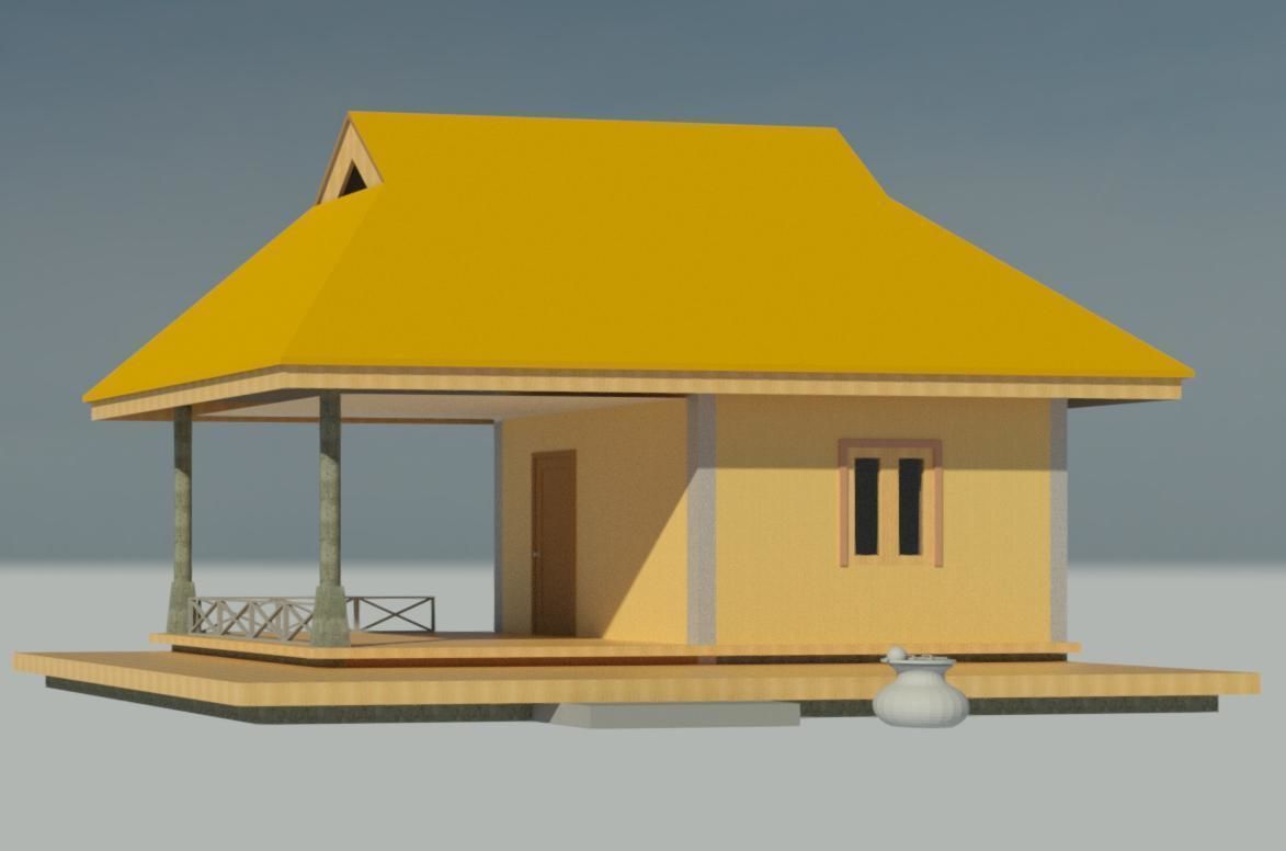 Small house in draft revit 3D model_4