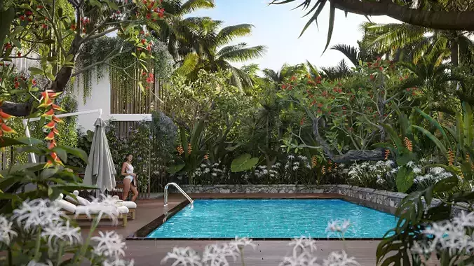 3DTree Bundle 04 - Resort plants 3D model