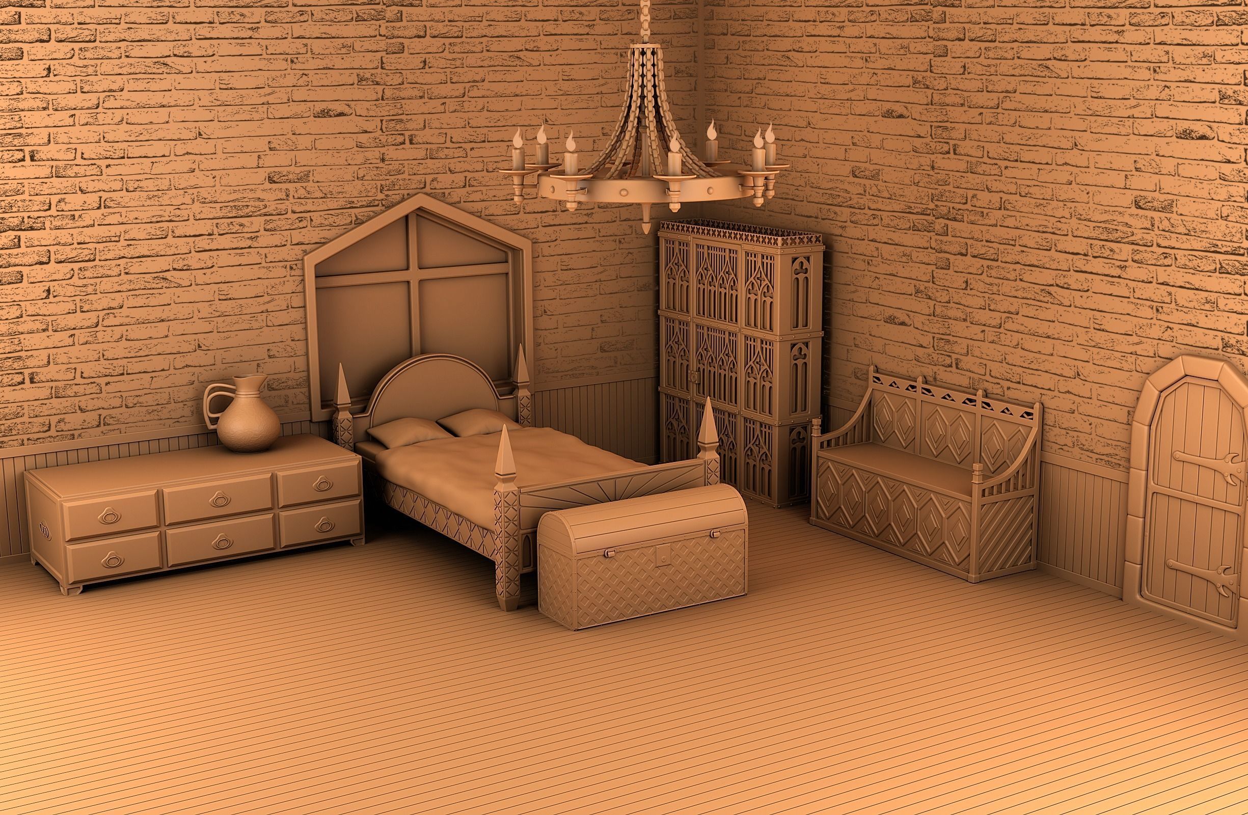 Home interior of the middle ages 3D print model_43