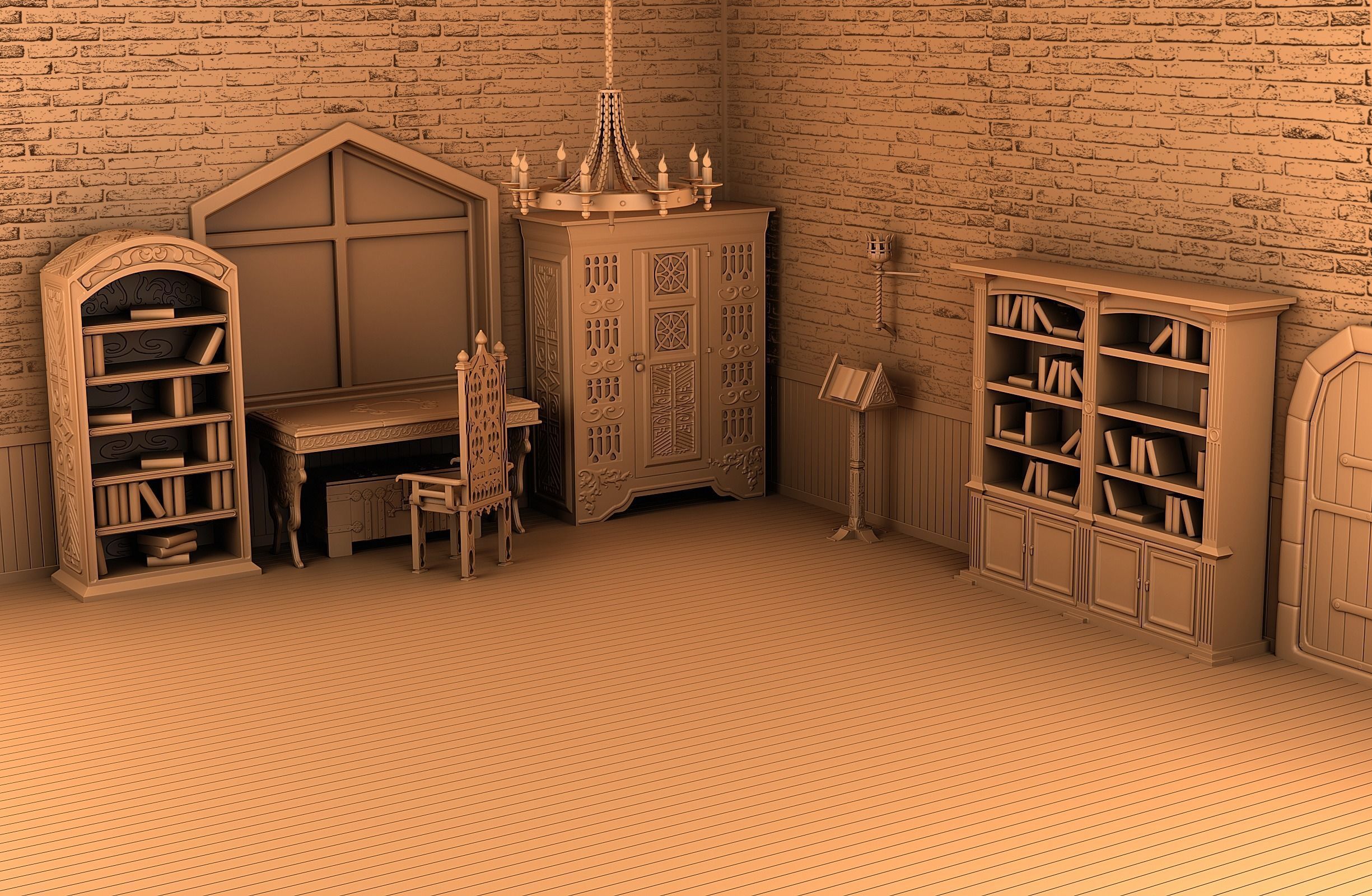 Home interior of the middle ages 3D print model_44
