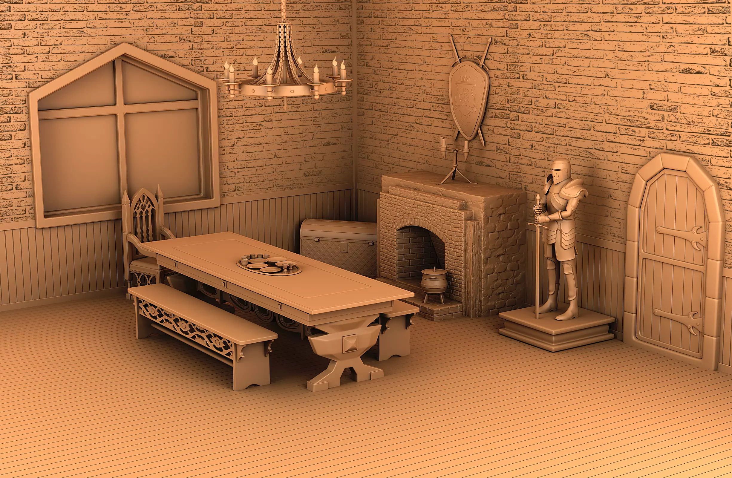 Home interior of the middle ages 3D print model_0