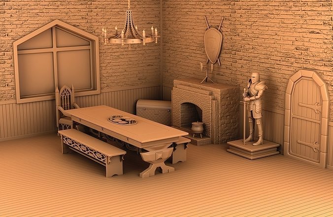Home interior of the middle ages 3D print model