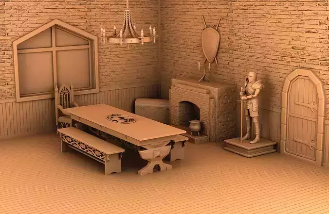 Home interior of the middle ages 3D print model