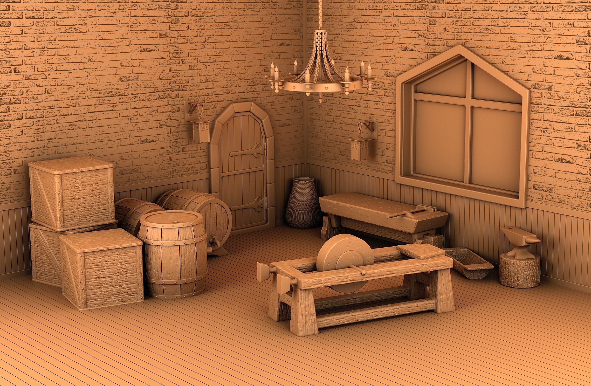 Home interior of the middle ages 3D print model_41