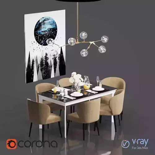 TenarchstudioModernDiningTablePainting Render Ready Vray-Corona