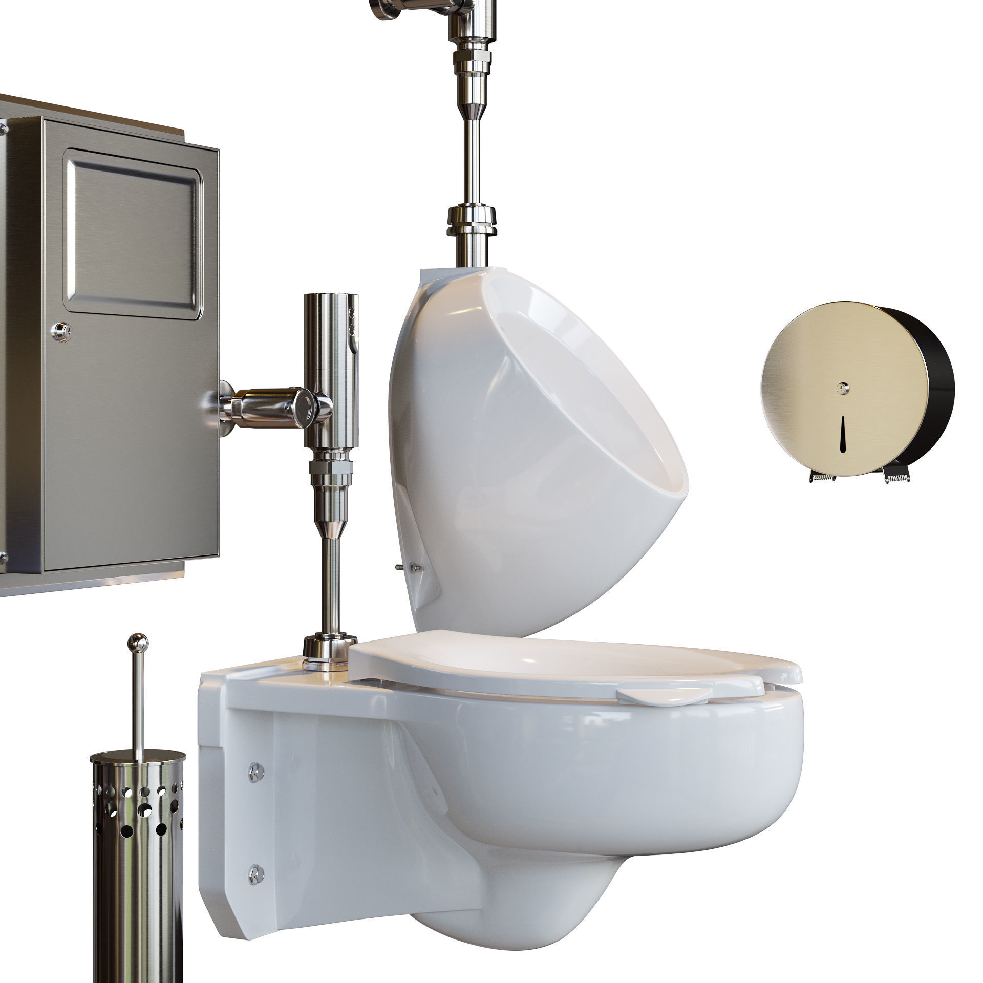 TOTO toilet public set 3D model_6