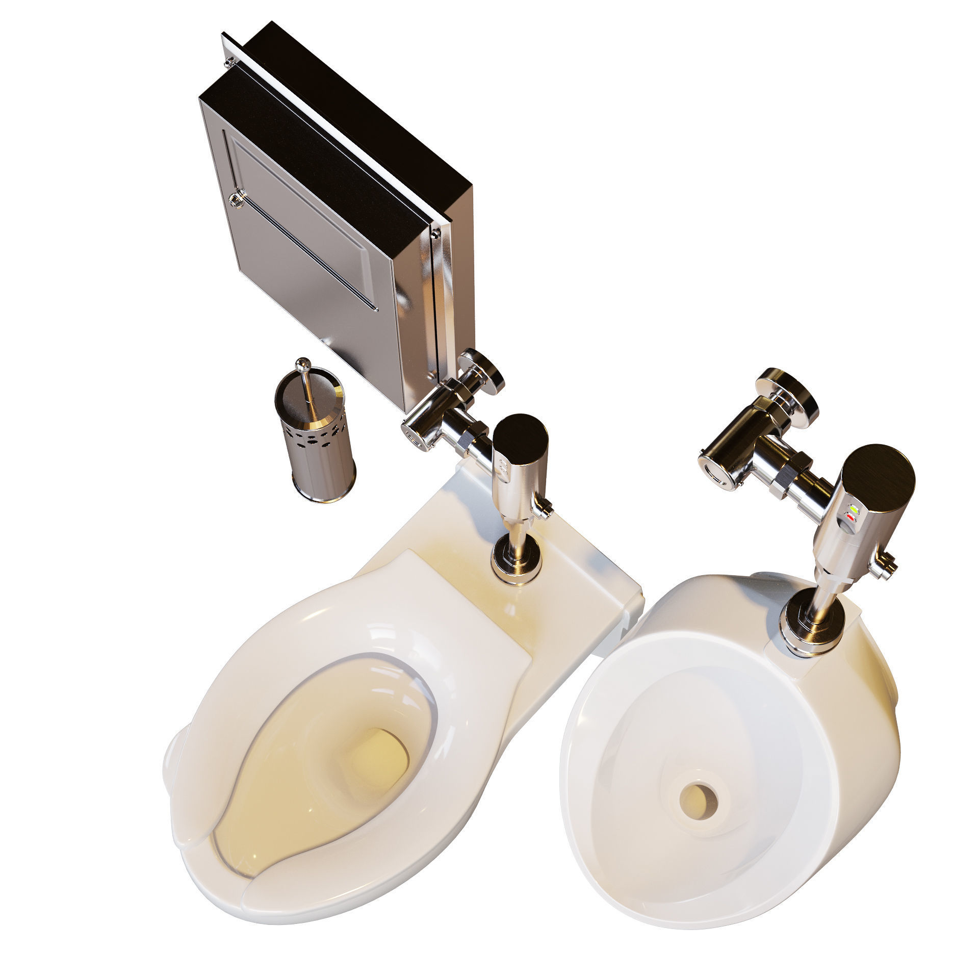 TOTO toilet public set 3D model_4