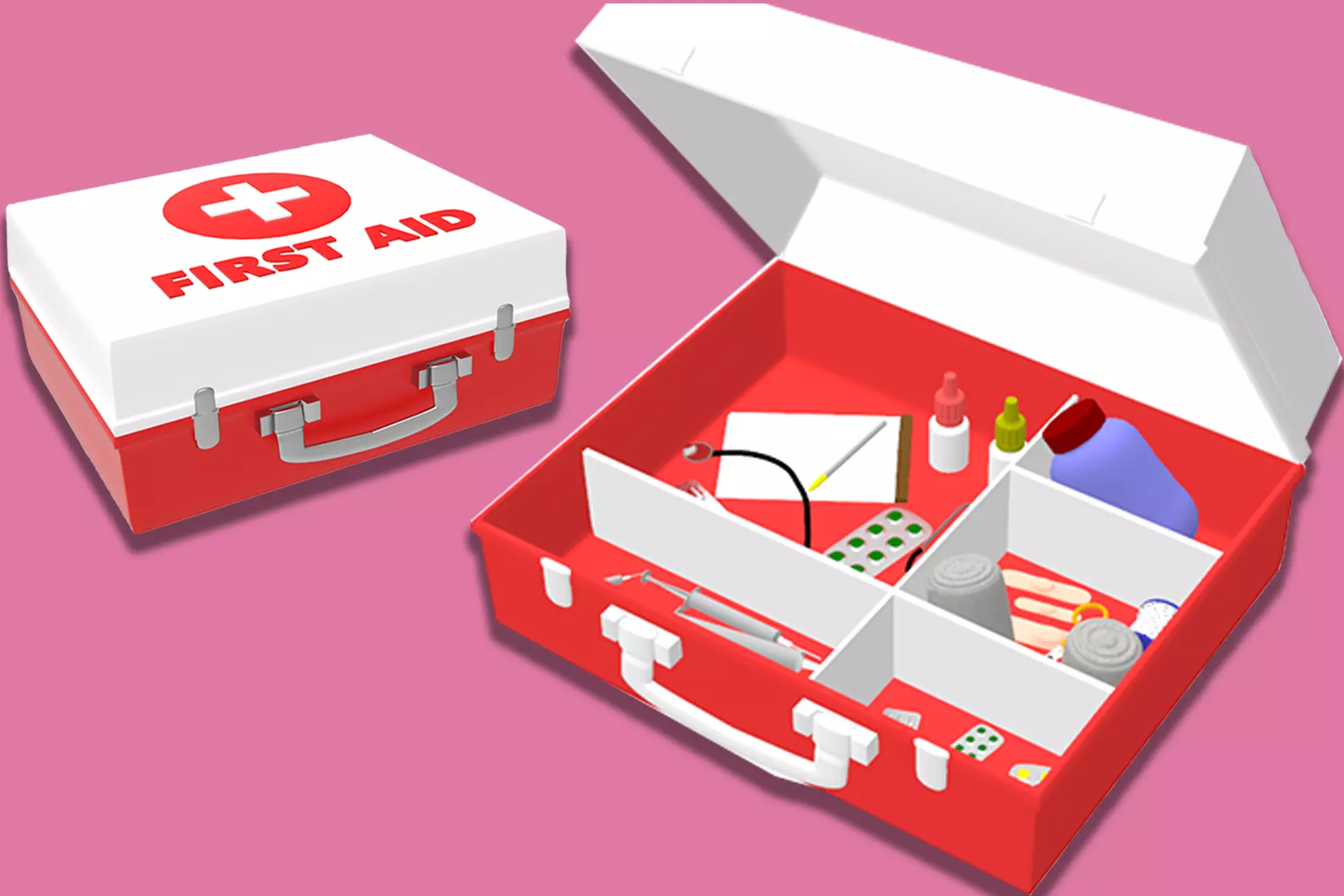 First Aid Kit Box Low-poly 3D model_0