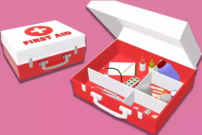 First Aid Kit Box Low-poly 3D model First Aid Kit Box Low-poly 3D model