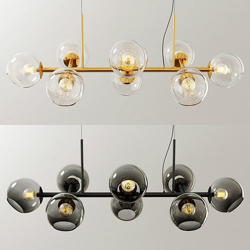 Staggered Glass Chandelier - 8 Light 3D model