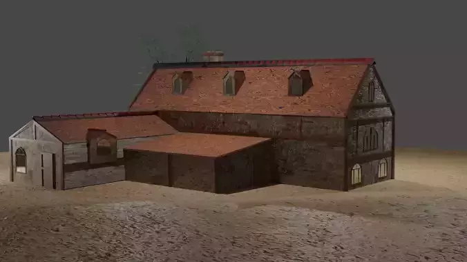 village old house low poly Low-poly 3D model