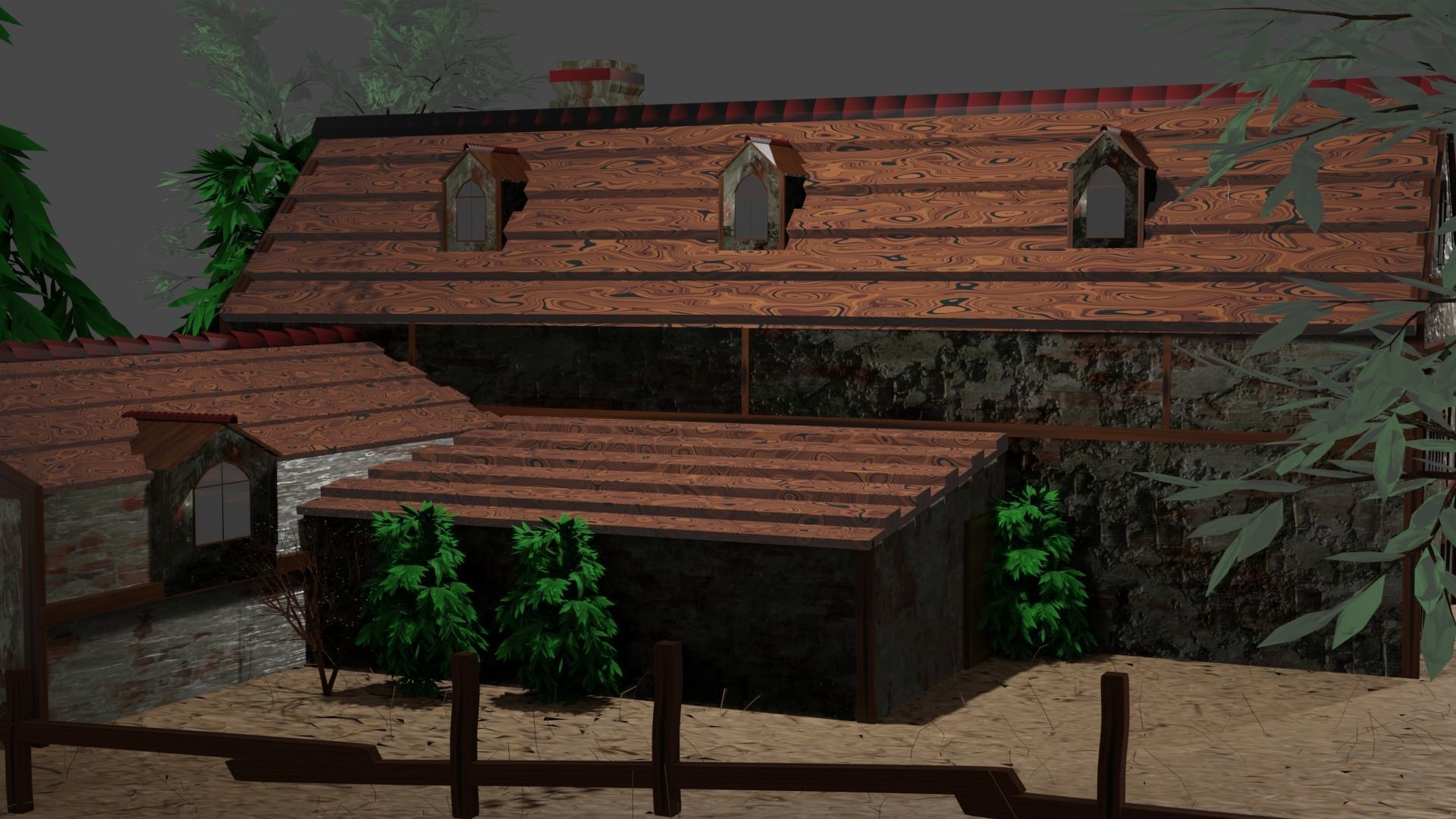village old house low poly Low-poly 3D model_3