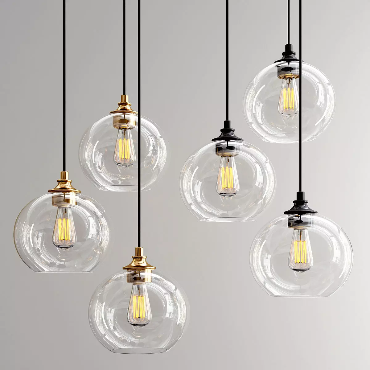 Globe Pendant Lights 3D model_0