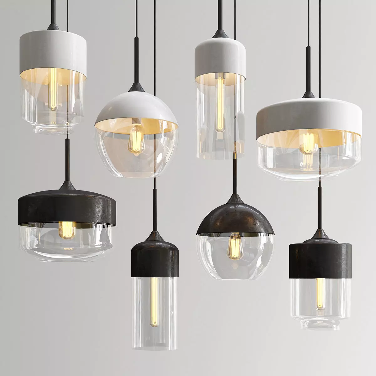 Amber Pendant Lights 3D model_0