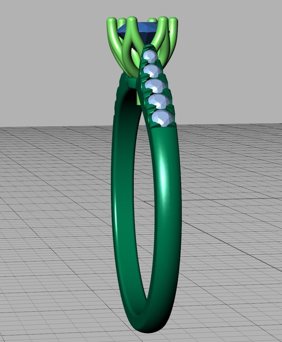 Classic Solitaire ring 4mm Stone  Two Shank version 3dmodel 3D print model_13