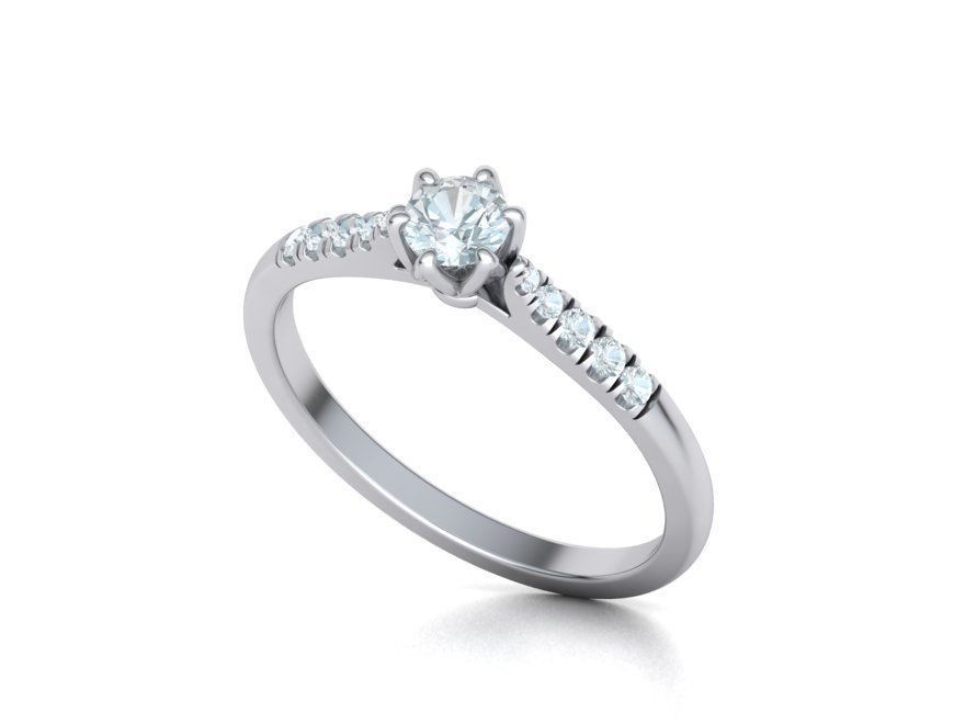 Classic Solitaire ring 4mm Stone  Two Shank version 3dmodel 3D print model_2