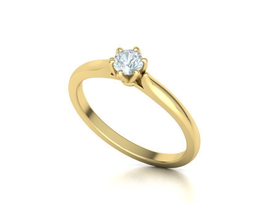 Classic Solitaire ring 4mm Stone  Two Shank version 3dmodel 3D print model_6