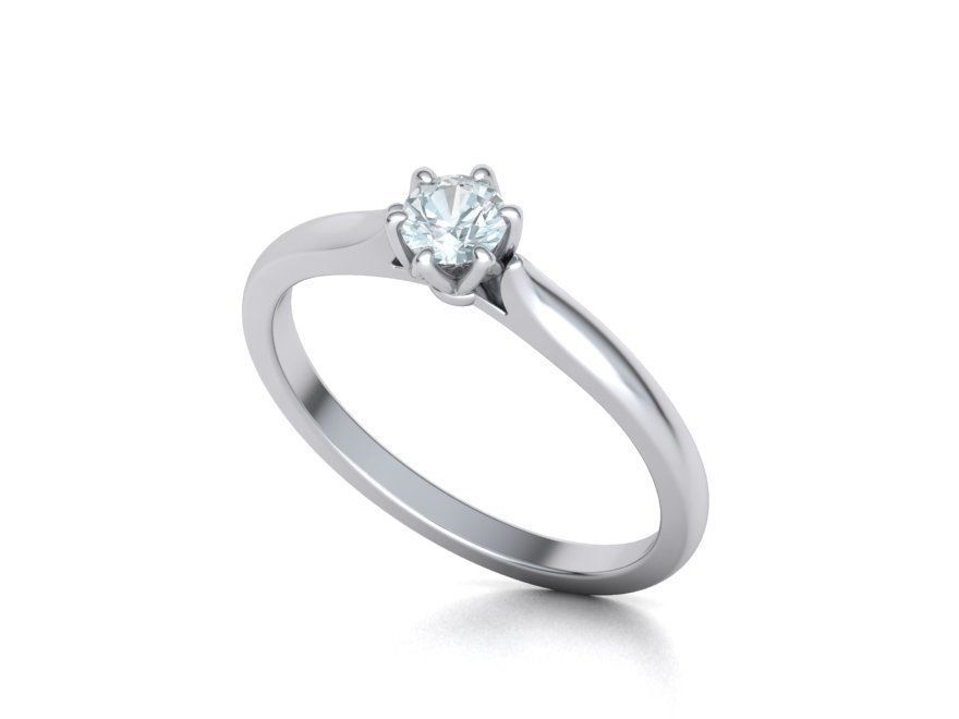Classic Solitaire ring 4mm Stone  Two Shank version 3dmodel 3D print model_5