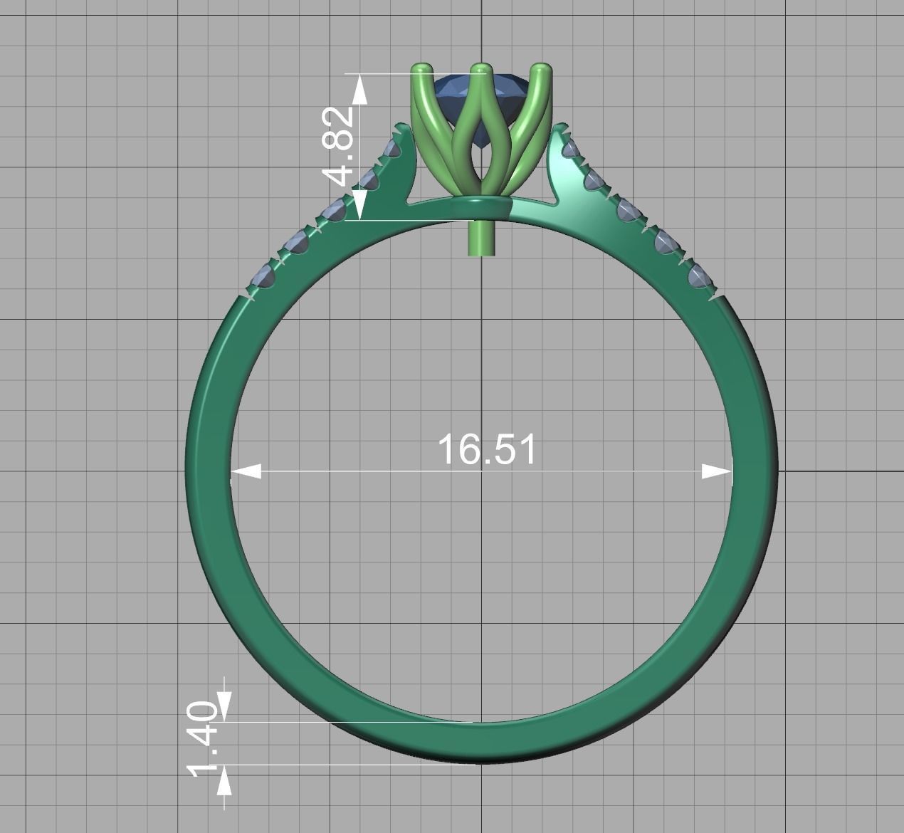 Classic Solitaire ring 4mm Stone  Two Shank version 3dmodel 3D print model_11