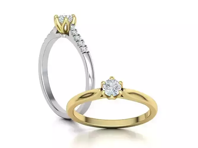 Classic Solitaire ring 4mm Stone  Two Shank version 3dmodel 3D print model