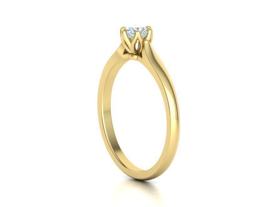 Classic Solitaire ring 4mm Stone  Two Shank version 3dmodel 3D print model_29