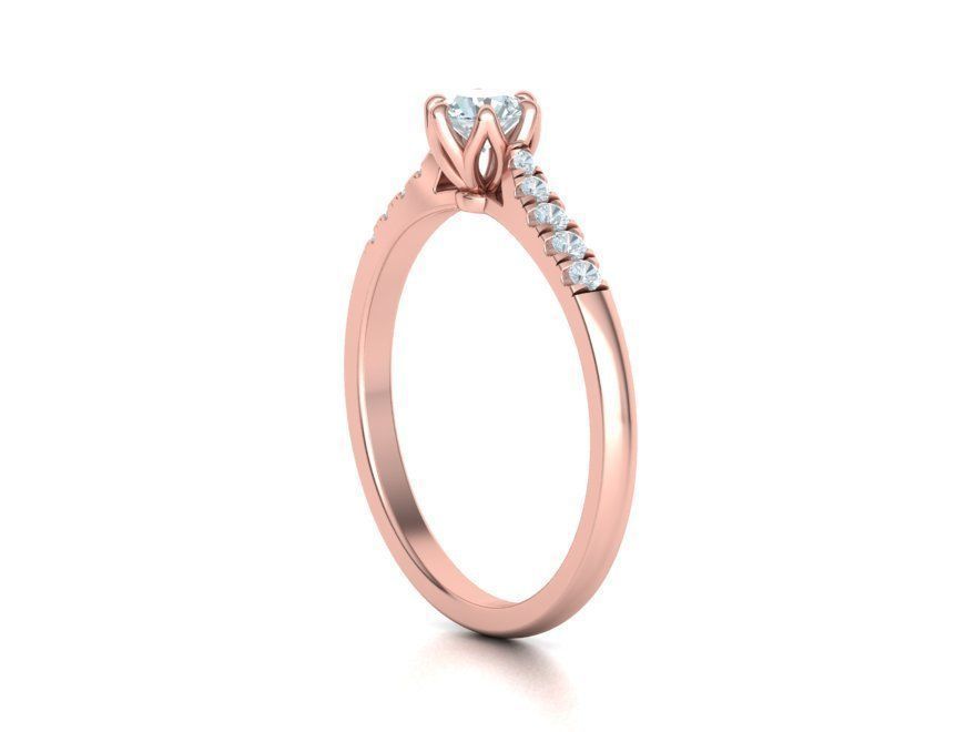 Classic Solitaire ring 4mm Stone  Two Shank version 3dmodel 3D print model_27
