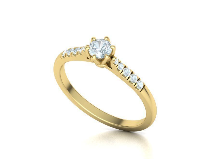 Classic Solitaire ring 4mm Stone  Two Shank version 3dmodel 3D print model_3