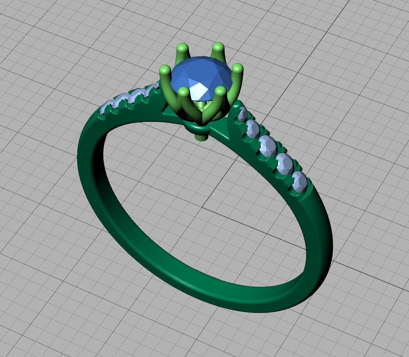 Classic Solitaire ring 4mm Stone  Two Shank version 3dmodel 3D print model_14