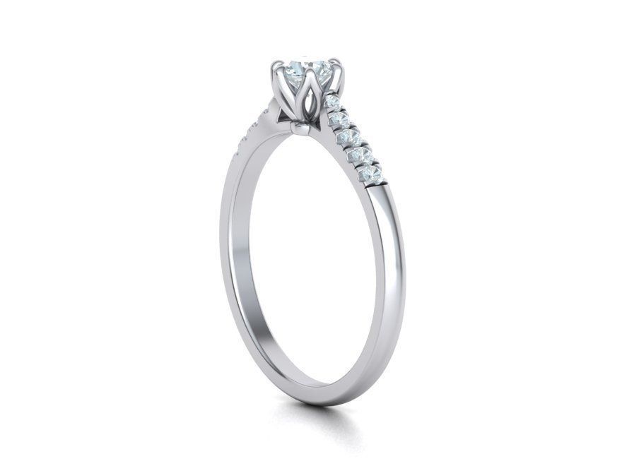 Classic Solitaire ring 4mm Stone  Two Shank version 3dmodel 3D print model_25