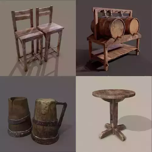 Medieval Prop Mix Six 3D Model Collection